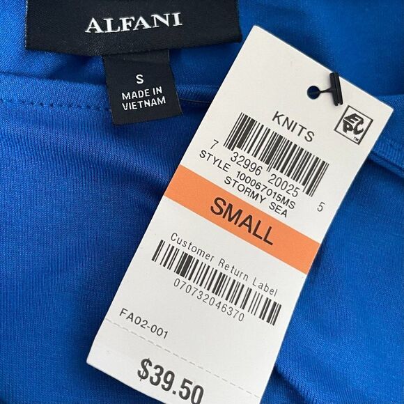 Alfani Blue Knit Blouse - Picture 3 of 3